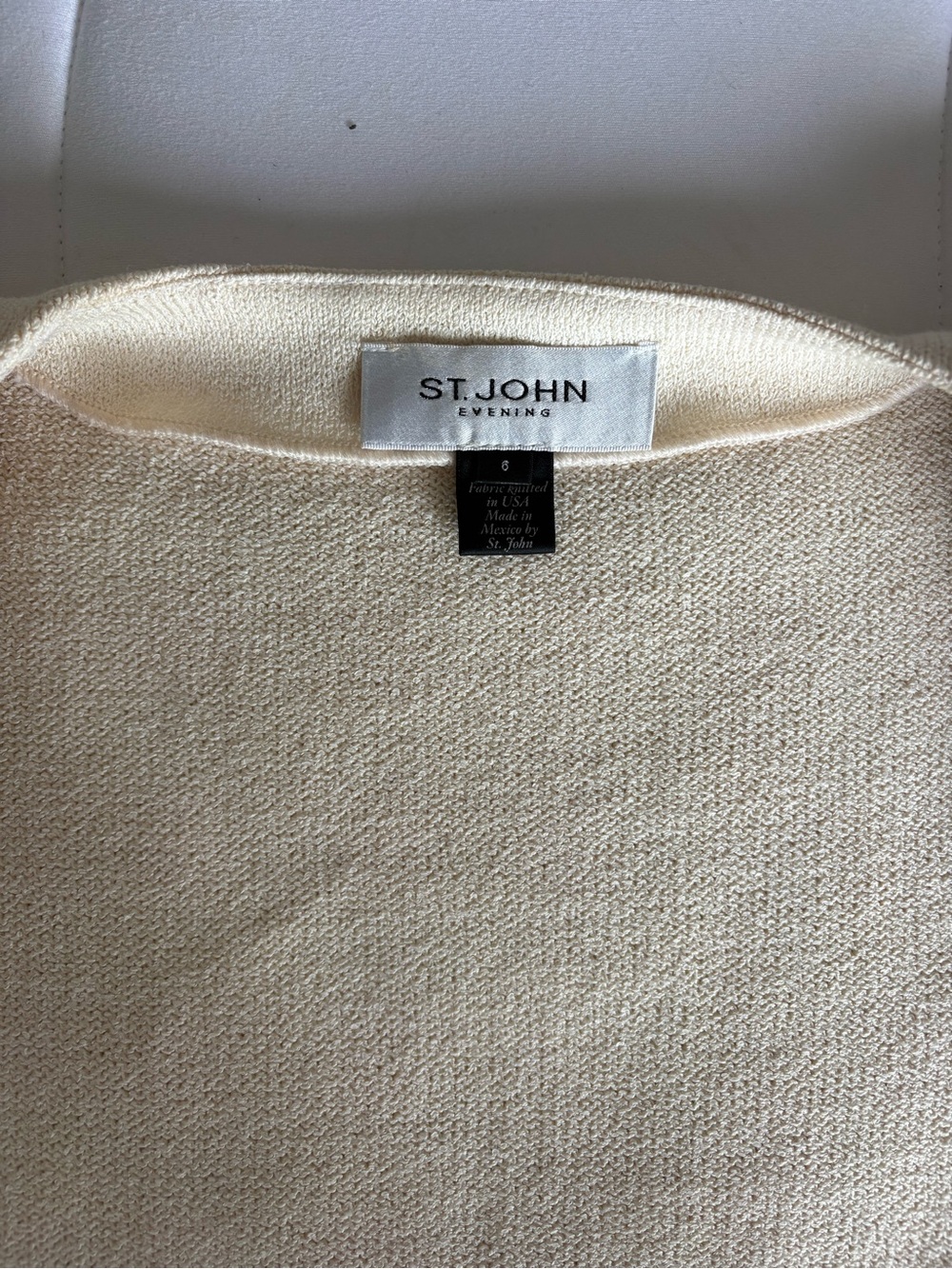 St. John Cream and Black Lace Front Knit Cardigan - Picture 8 of 11
